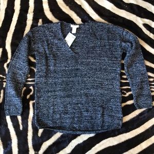 NWT H&M XS Black/White Knit VNeck Pullover Sweater